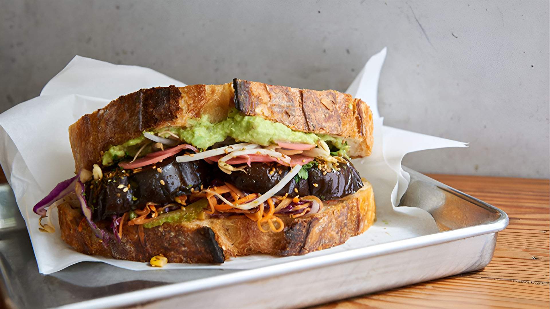 The miso eggplant sandwich from Sydney CBD's Joe's Sandwich Bar — one of the best sandwich shops in Sydney.