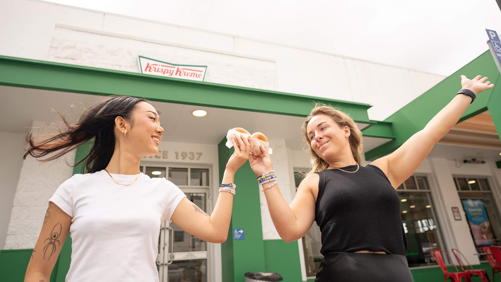 Krispy Kreme doughnuts and friendship bracelets