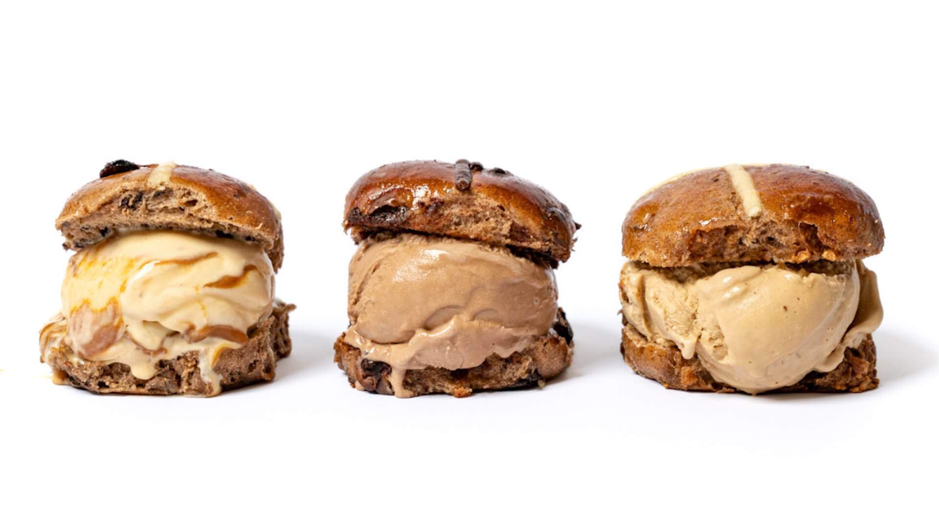 hot cross bun gelato sandwiches from Penny for a Pound — Easter 2024