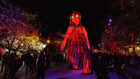 A Six-Metre-Tall Puppet Will Tower Over the Red Centre at 2024's 'Parrtjima — A Festival in Light'