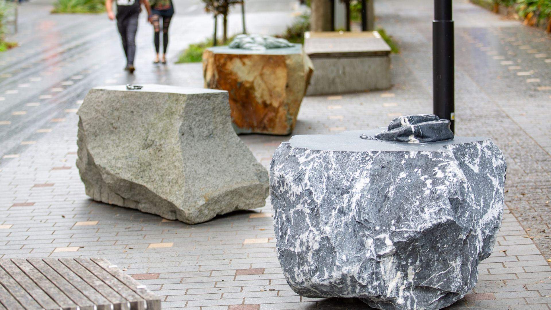 Eight Boulders Have Landed on Federal Street As Part of the Public Artwork 'Lost and Found' 