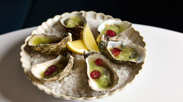 Oyster entree inspired by Australia from Pont Dining Room at Intercontinental Sydney. 