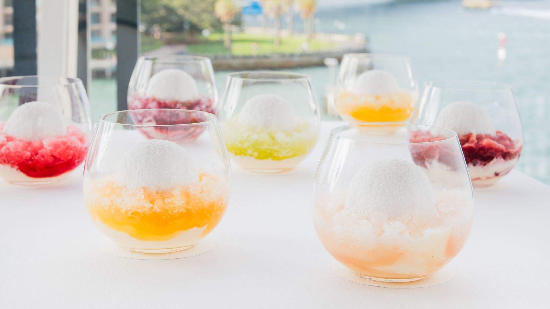 Variations of the Snow Egg dessert, created by Executive Chef Peter Gilmore, at Quay Restaurant. 
