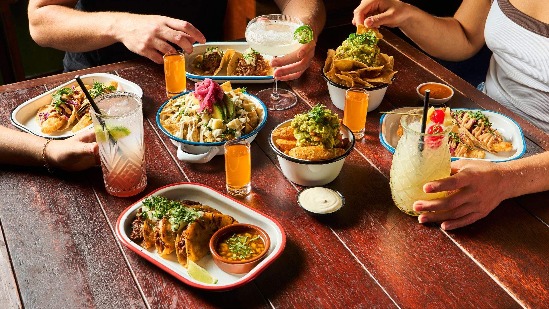 Food spread from Melbourne's The Happy Mexican's first Sydney venue at the Lansdowne Hotel. 