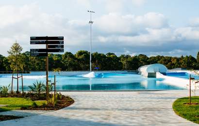 Background image for Coming Soon: Urbnsurf's First Sydney Surf Park Has Started Pumping Out Waves Ahead of Its May Opening
