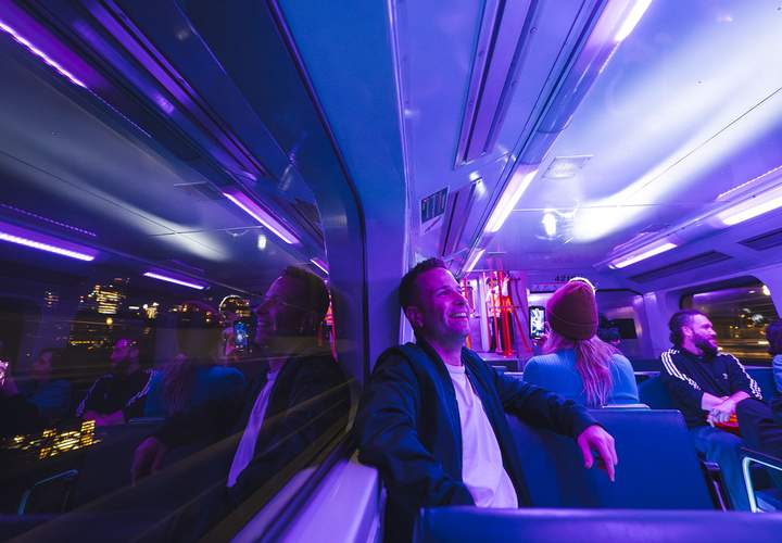Background image for A Lit-Up Train That's Pumping Out a Techno Soundtrack by Paul Mac Is Riding Sydney's Rails During Vivid 2024