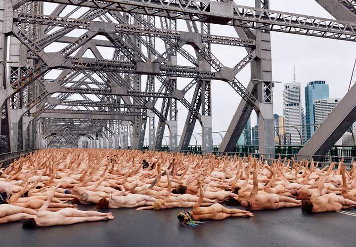 Background image for Brisbane's Story Bridge Swapped Traffic for Naked Bodies for Spencer Tunick's Latest Nude Photography Installation