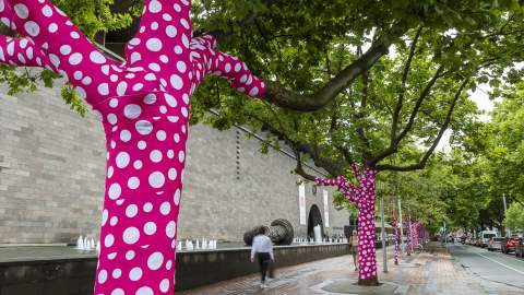 Yayoi Kusama Is Turning 60-Plus Melbourne Trees Into Her Latest Polka Dot-Covered (and Bright Pink) Artwork