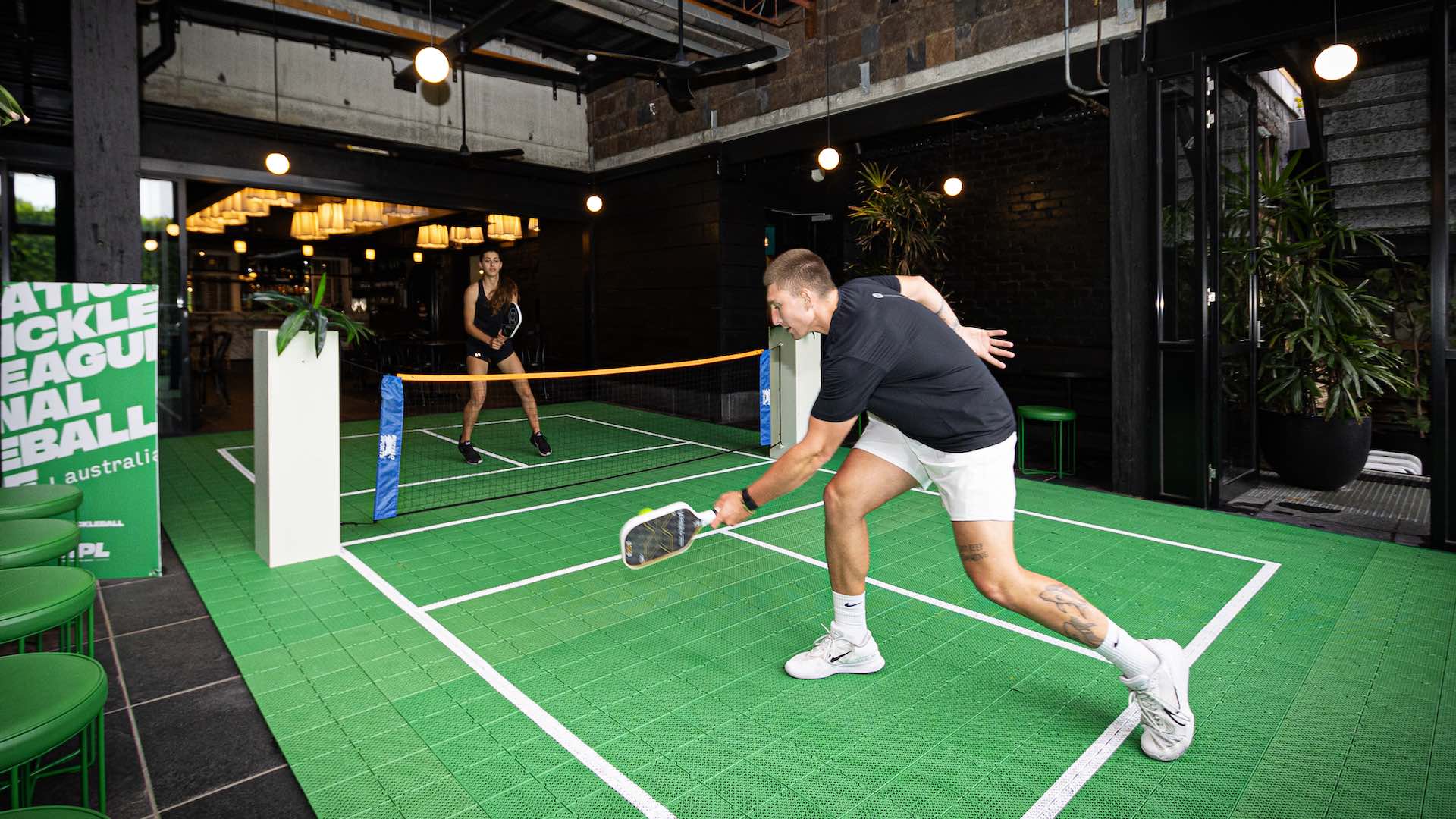 Pickleball pop-up court at Ichi Ni Nana Izakaya