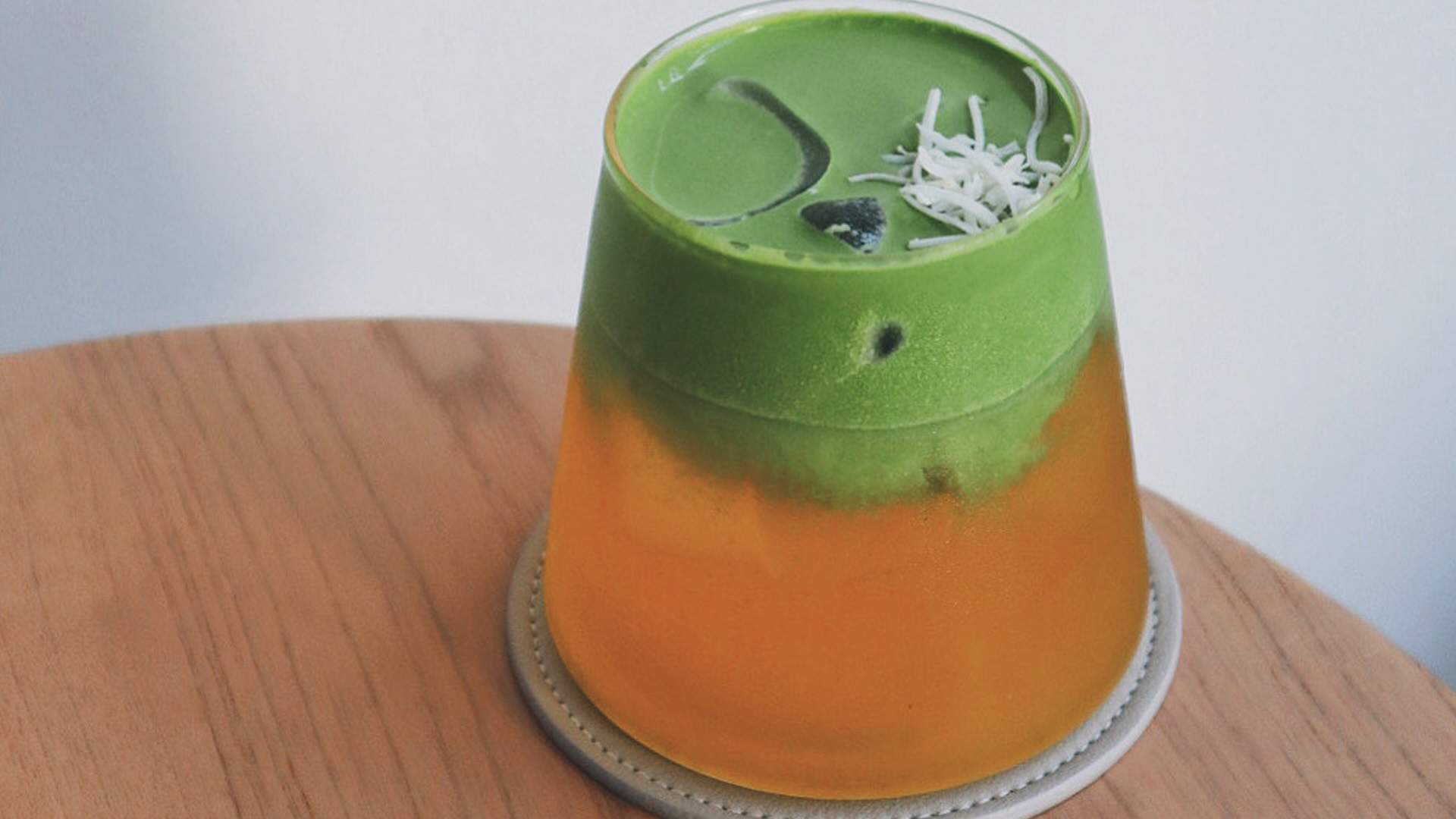 Matcha drink at Moment Coffee