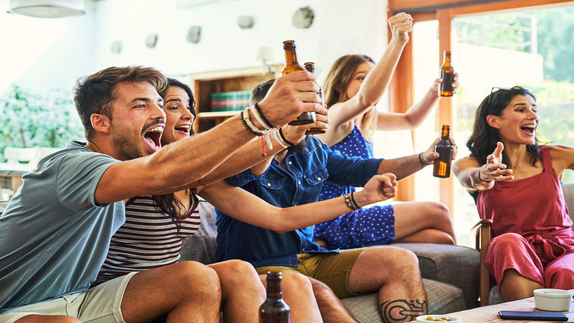 Friends watching sport