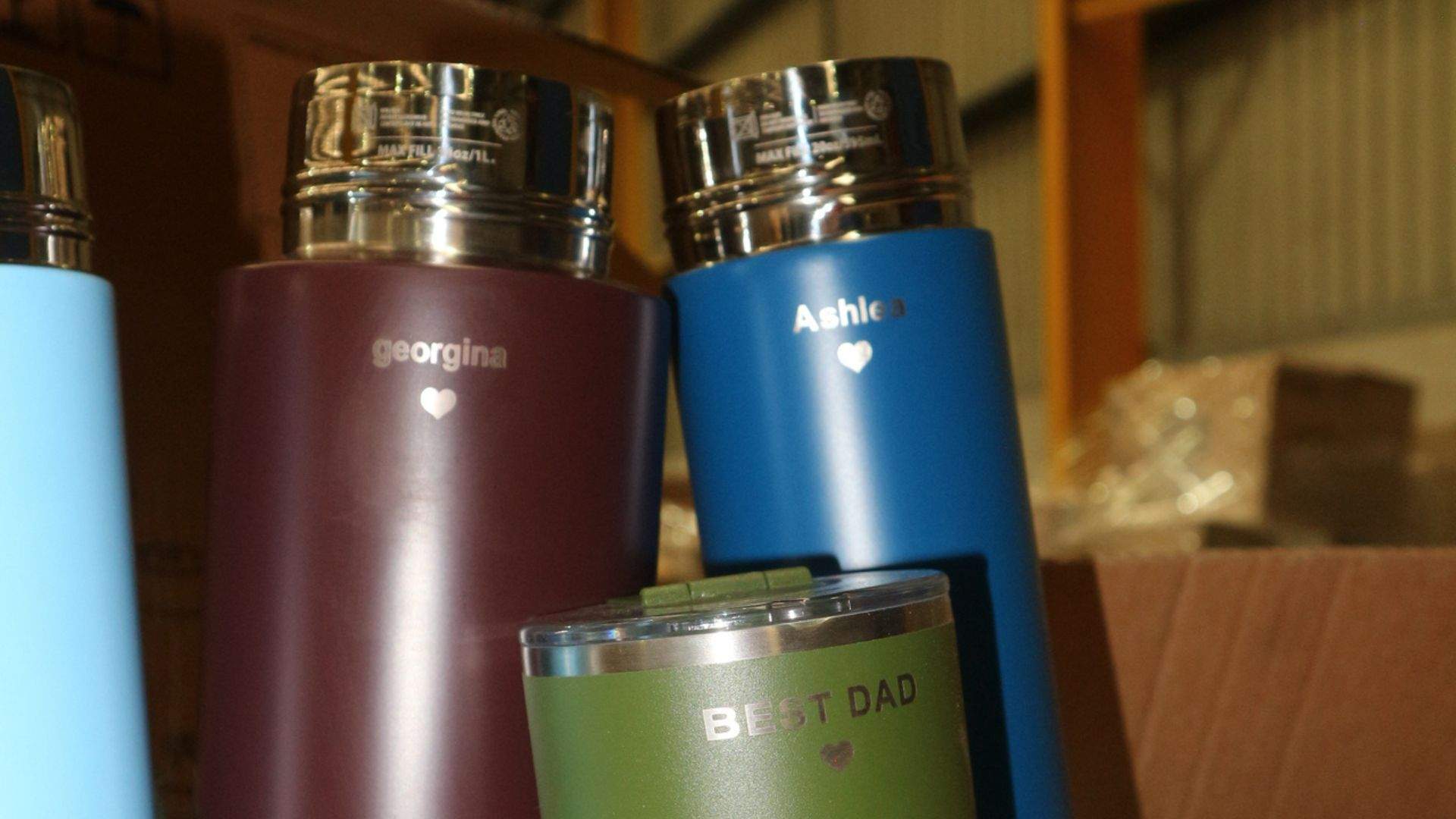 Monogrammed Frank Green bottles.