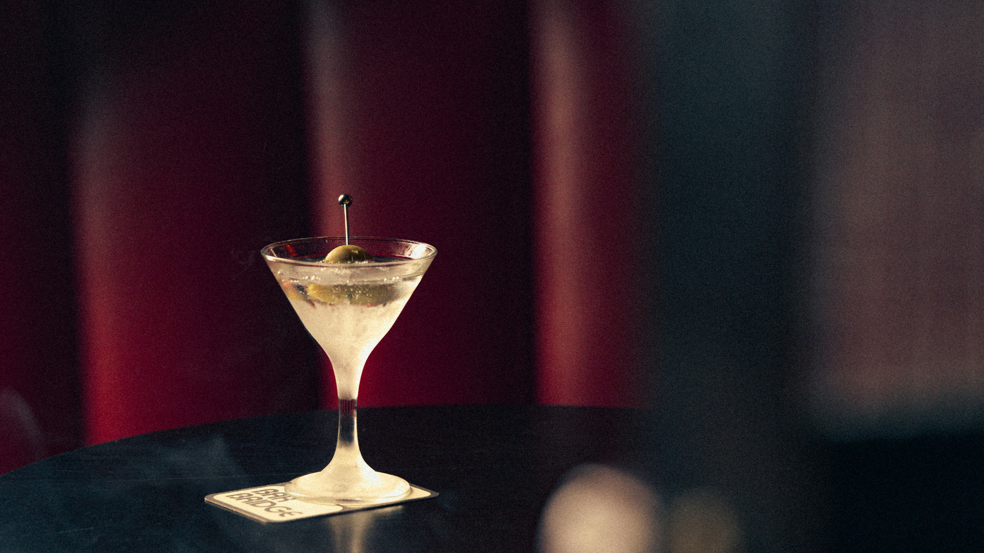 A martini on a bar at Bar Bridge