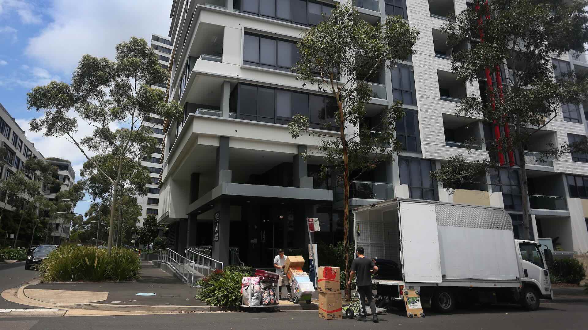SYDNEY, AUSTRALIA - NOVEMBER 15: Removalists are seen loading a van at an apartment block in the suburb of Zetland on November 15, 2023 in Sydney, Australia. The Reserve Bank of Australia raised its key benchmark rate last week, as inflation continues to hobble a strong economic recovery. The higher rates, in addition to low housing stock, had led many into a situation of housing stress in both the rental and owner-occupier markets. (Photo by Lisa Maree Williams/Getty Images)