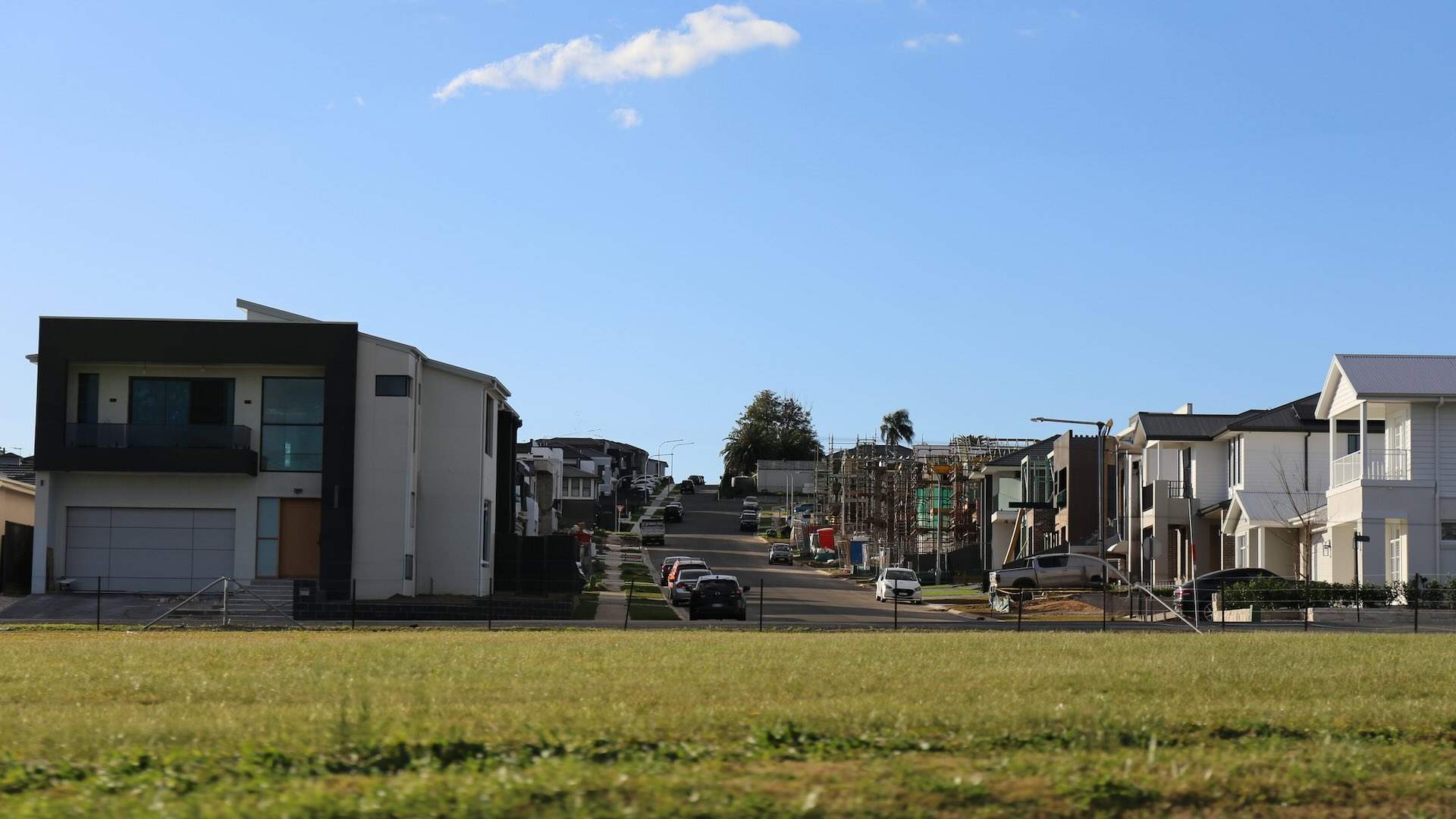 Sydney NSW, Australia, June 2024: A view towards a new housing development on the fringe of Western Sydney. Clear Sky.