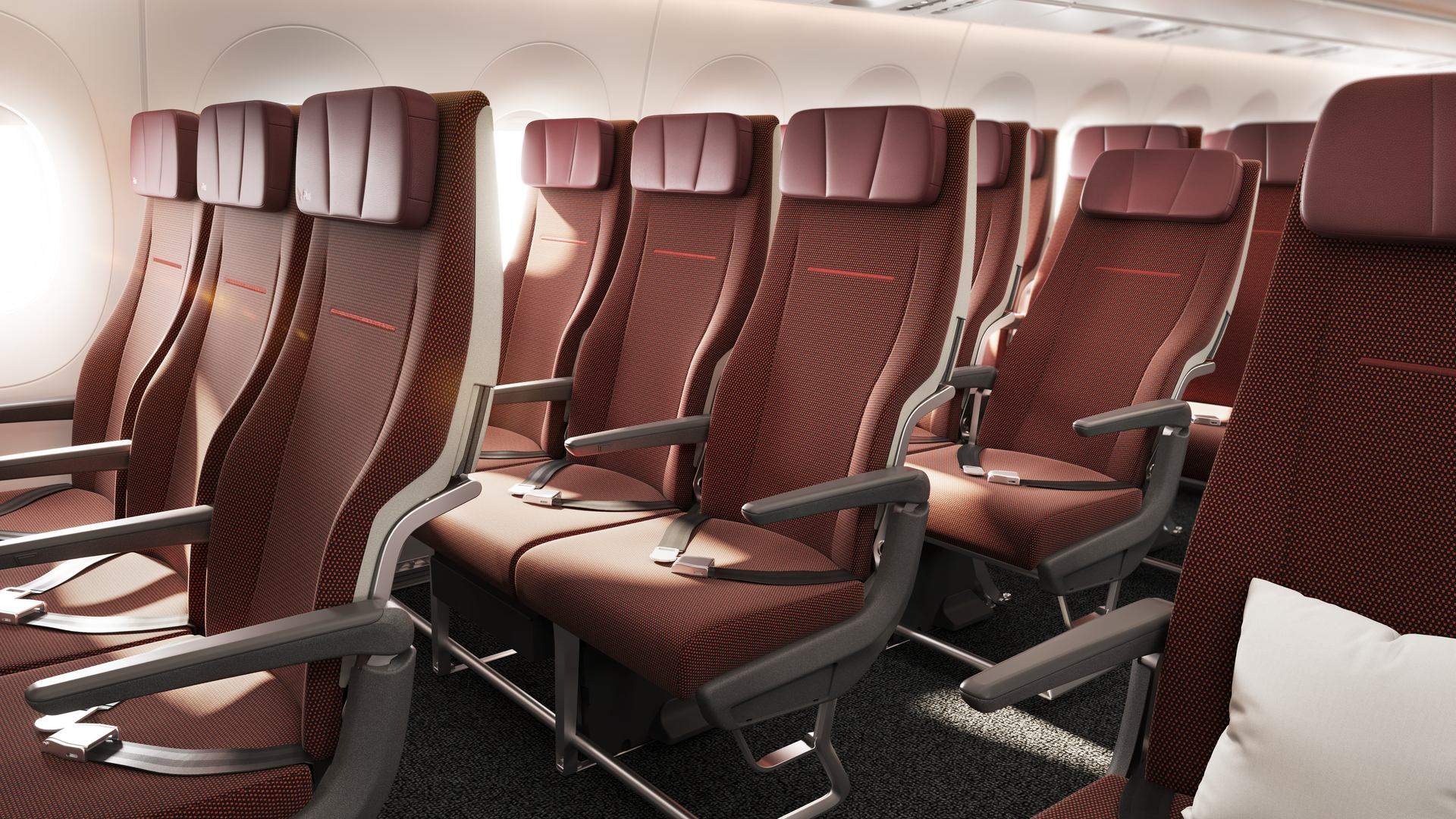 Render of the economy cabin on the Qantas A350-1000ULR