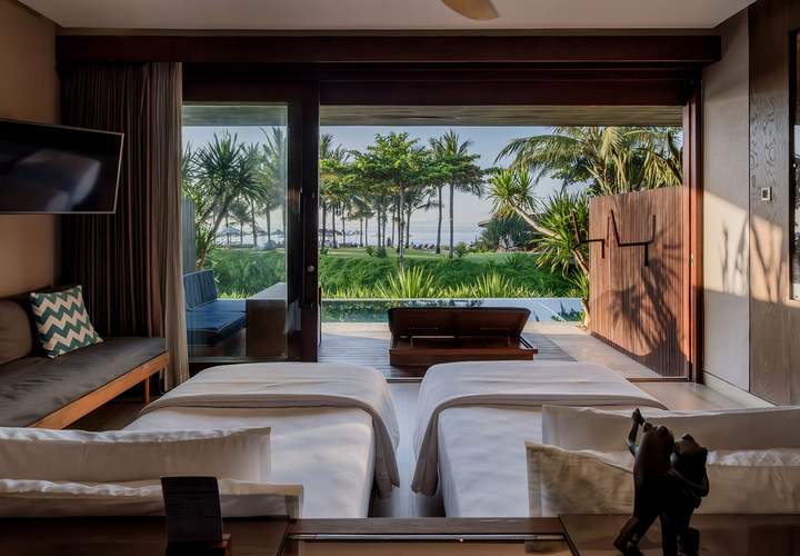 Background image for Skip Bali's Busiest Streets for This Surfside Resort, Where Black-Sand Beaches and a World-Class Break Meet Tropical Serenity