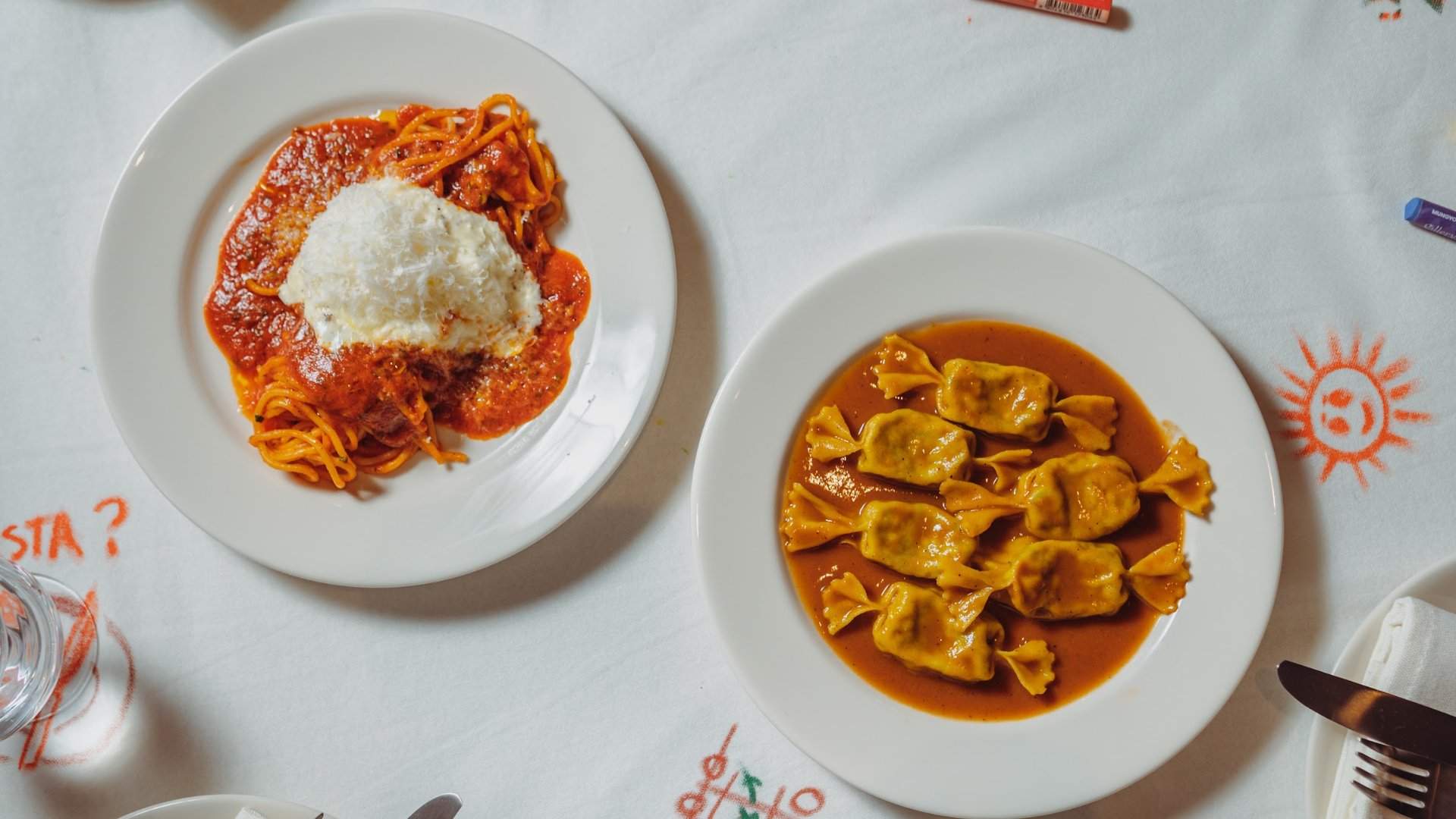 Pasta and burrata dishes at My Dear Clara, Uluwatu